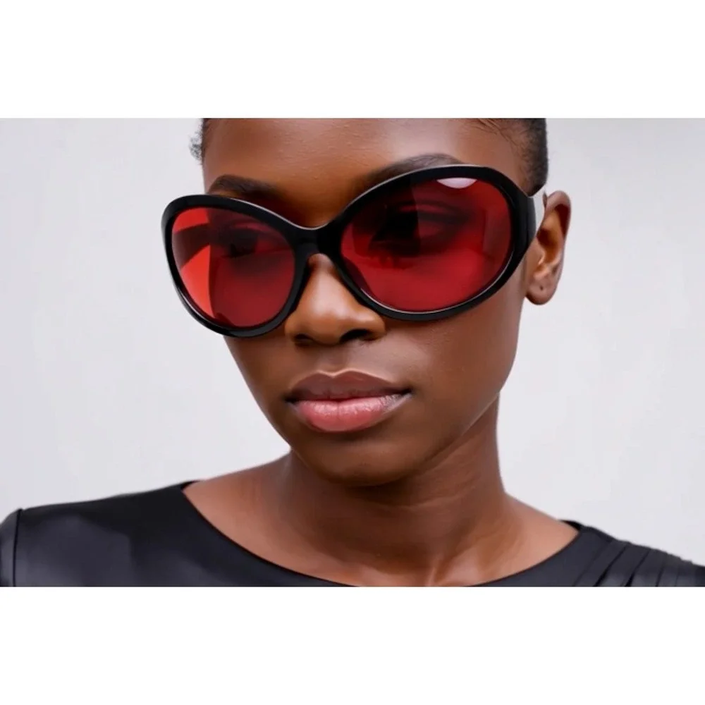 New Red Oversized Oval‎ Sunglasses Club Rave Party DJ Pon 3 Alternative Grunge